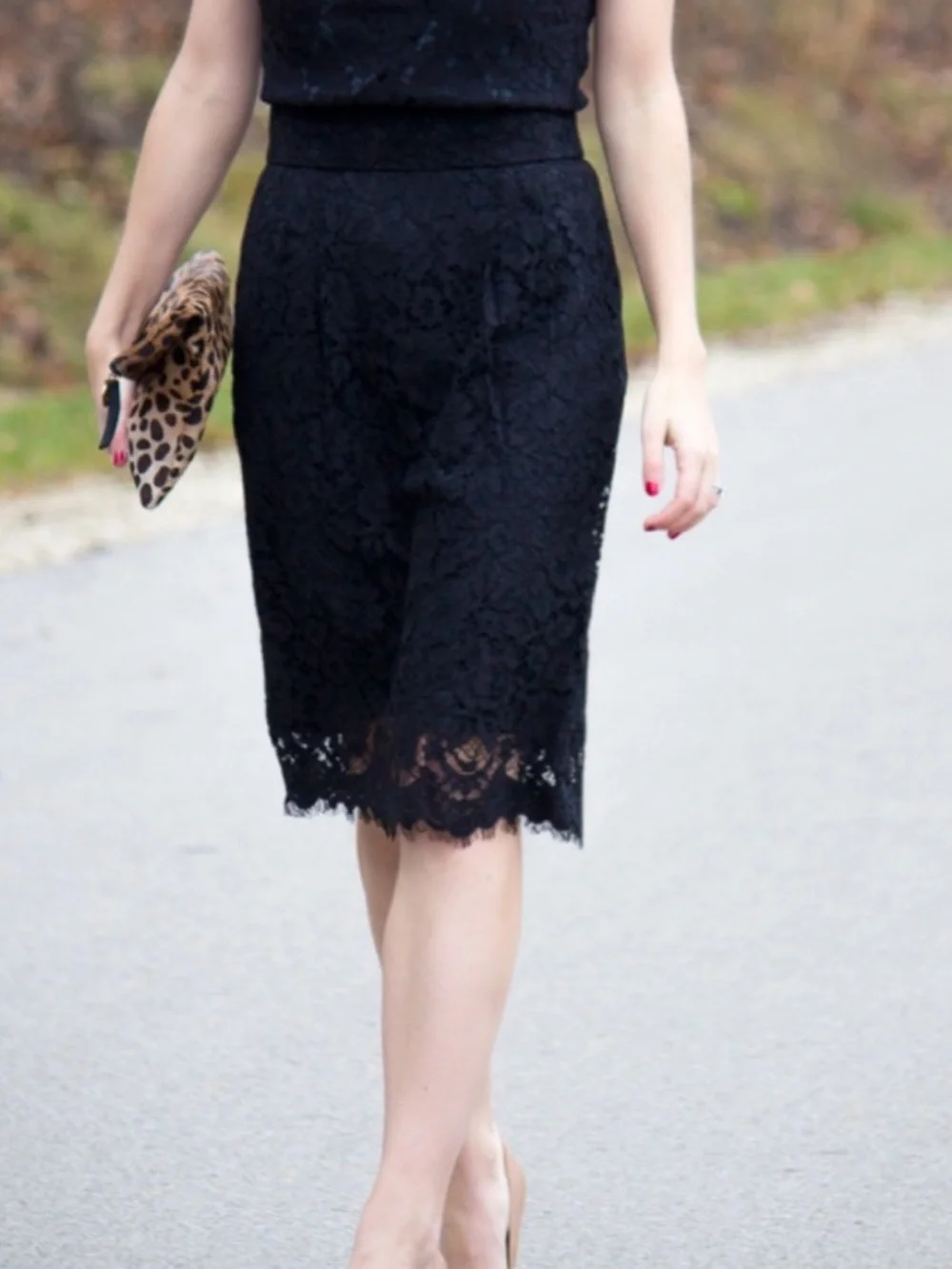 J. Crew Black Lace Pencil Skirt
